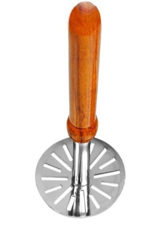 LSARI Stainless Steel Potato Pav Bhaji Masher with Wooden Handle Kitchen,Silver & Wooden Pack of 1 - Image 5